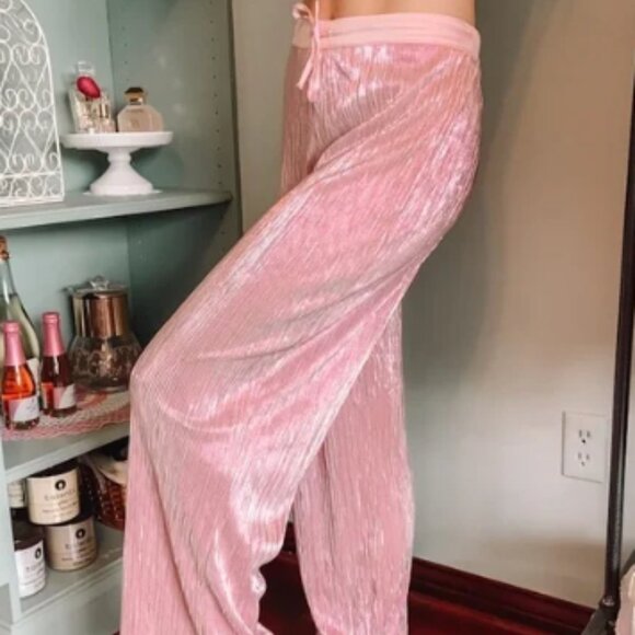 Victoria’s Secret PINK Shine Pleated Metallic Shimmer Pajama Pants –Pink –Medium - Picture 3 of 12